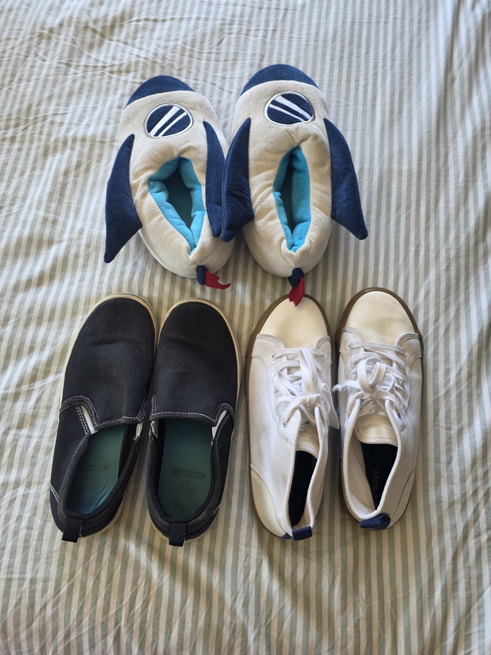 Kids Plush Shark Slippers - Blue and White